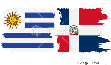 Dominican Republic and Uruguay grunge flags connection vector 125031688