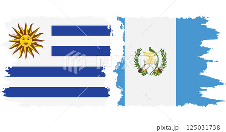 Guatemala and Uruguay grunge flags connection vector 125031738