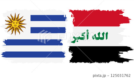 Iraq and Uruguay grunge flags connection vector 125031762
