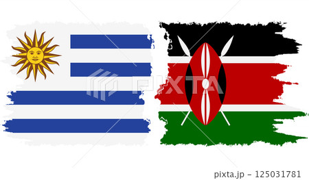 Kenya and Uruguay grunge flags connection vector 125031781
