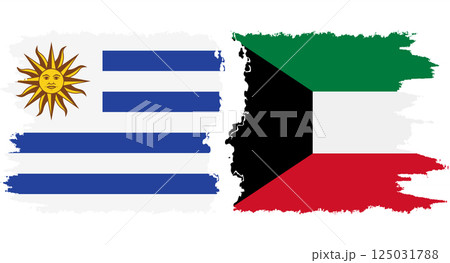 Kuwait and Uruguay grunge flags connection vector 125031788
