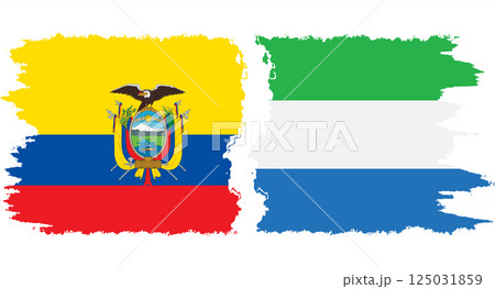 Sierra Leone and Ecuador grunge flags connection vector 125031859