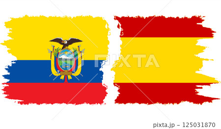 Spain and Ecuador grunge flags connection vector 125031870