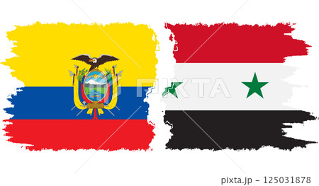 Syria and Ecuador grunge flags connection vector 125031878