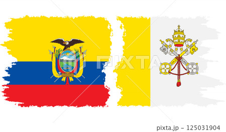 Vatican and Ecuador grunge flags connection vector 125031904
