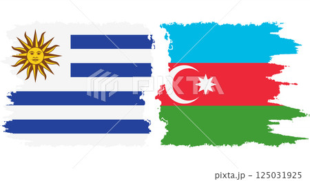 Azerbaijan and Uruguay grunge flags connection vector 125031925