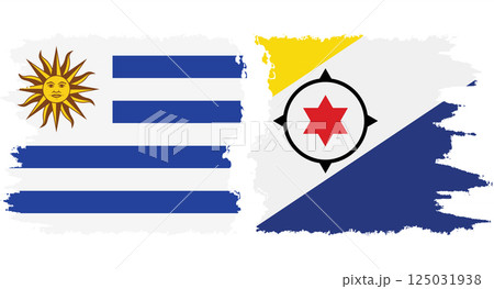 Bonaire and Uruguay grunge flags connection vector 125031938