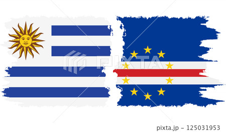 Cape Verde and Uruguay grunge flags connection vector 125031953