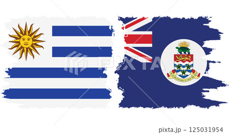 Cayman Islands and Uruguay grunge flags connection vector 125031954
