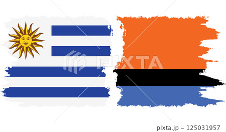 Chagos and Uruguay grunge flags connection vector 125031957