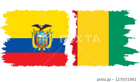 Guinea and Ecuador grunge flags connection vector 125031981