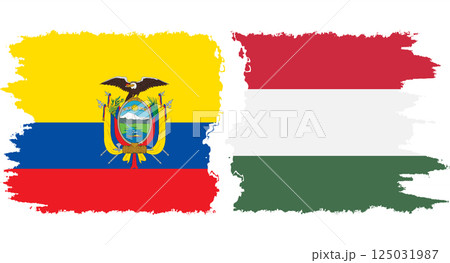 Hungary and Ecuador grunge flags connection vector 125031987
