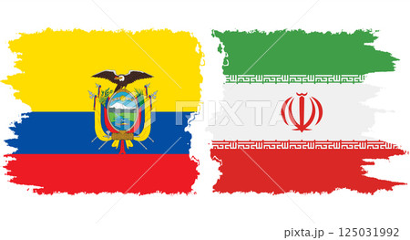 Iran and Ecuador grunge flags connection vector 125031992