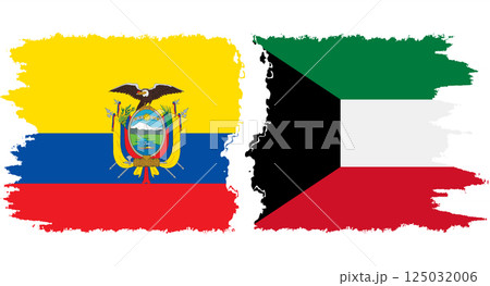 Kuwait and Ecuador grunge flags connection vector Kuwait and Ecuador grunge flags connection vector 125032006