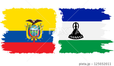 Lesotho and Ecuador grunge flags connection vector 125032011