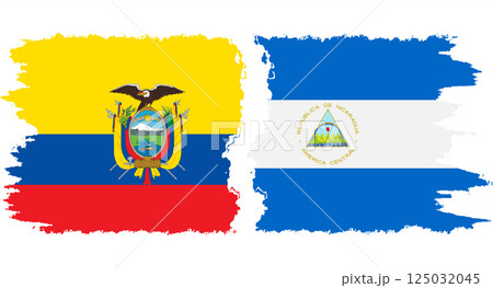 Nicaragua and Ecuador grunge flags connection vector 125032045