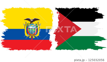 Palestine and Ecuador grunge flags connection vector 125032056