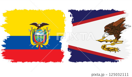 American Samoa and Ecuador grunge flags connection vector American Samoa and Ecuador grunge flags connection vector 125032111