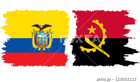 Angola and Ecuador grunge flags connection vector 125032113