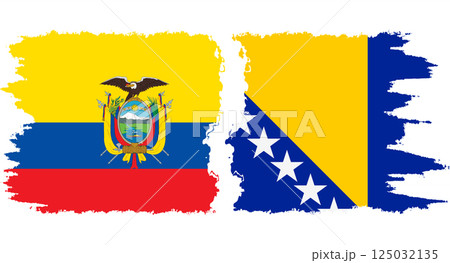 Bosnia and Herzegovina and Ecuador grunge flags connection vector 125032135