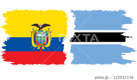 Botswana and Ecuador grunge flags connection vector 125032136