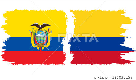 Colombia and Ecuador grunge flags connection vector 125032155