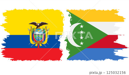 Comoros and Ecuador grunge flags connection vector 125032156