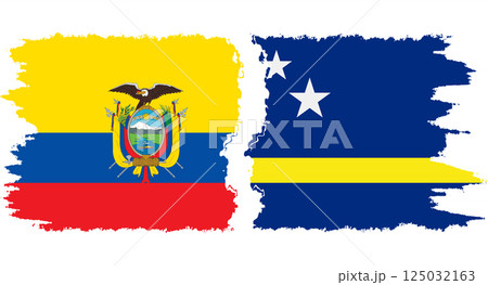 Curacao and Ecuador grunge flags connection vector Curacao and Ecuador grunge flags connection vector 125032163