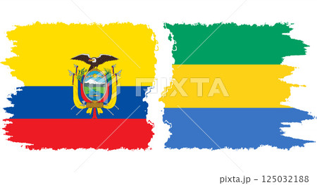 Gabon and Ecuador grunge flags connection vector 125032188