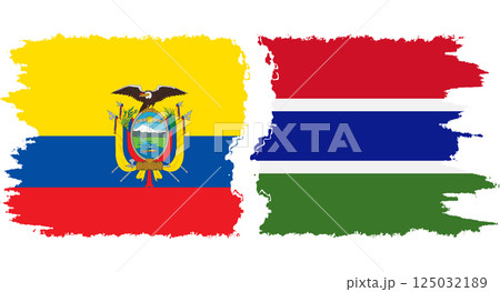 Gambia and Ecuador grunge flags connection vector 125032189