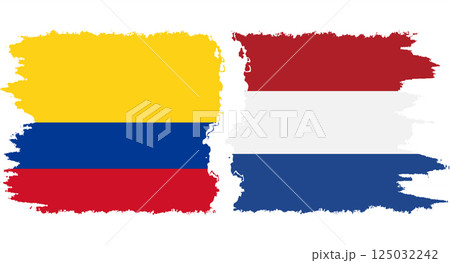Netherlands and Colombia grunge flags connection vector Netherlands and Colombia grunge flags connection vector 125032242