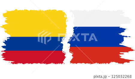 Russia and Colombia grunge flags connection vector Russia and Colombia grunge flags connection vector 125032268
