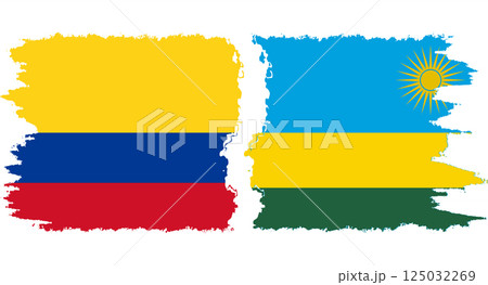 Rwandan and Colombia grunge flags connection vector 125032269