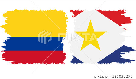 Saba and Colombia grunge flags connection vector 125032270