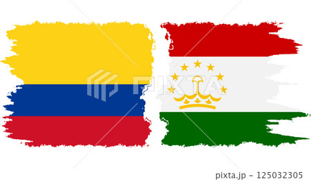 Tajikistan and Colombia grunge flags connection vector 125032305