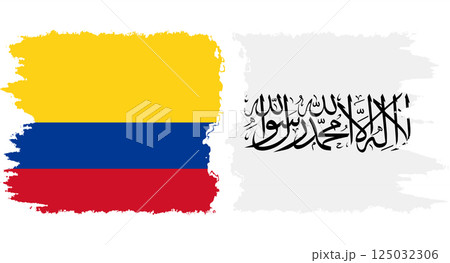 Afghanistan and Colombia grunge flags connection vector 125032306