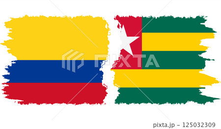 Togolese Republic and Colombia grunge flags connection vector 125032309