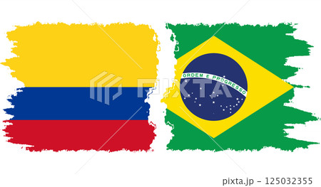 Brazil and Colombia grunge flags connection vector Brazil and Colombia grunge flags connection vector 125032355