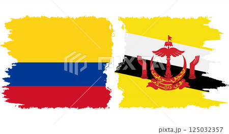 Brunei and Colombia grunge flags connection vector 125032357