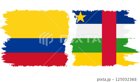 Central African Republic and Colombia grunge flags connection vecto Central African Republic and Colombia grunge flags connection vecto 125032368