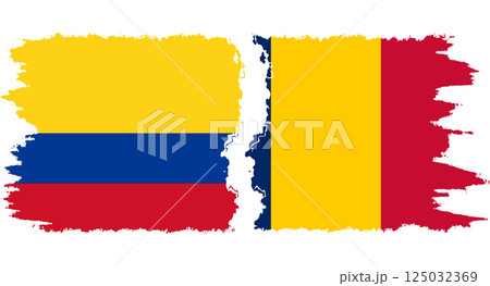 Chad and Colombia grunge flags connection vector Chad and Colombia grunge flags connection vector 125032369
