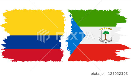 Equatorial Guinea and Colombia grunge flags connection vector Equatorial Guinea and Colombia grunge flags connection vector 125032398