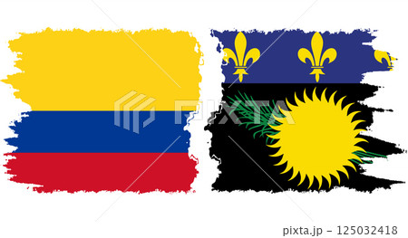 Guadeloupe and Colombia grunge flags connection vector Guadeloupe and Colombia grunge flags connection vector 125032418