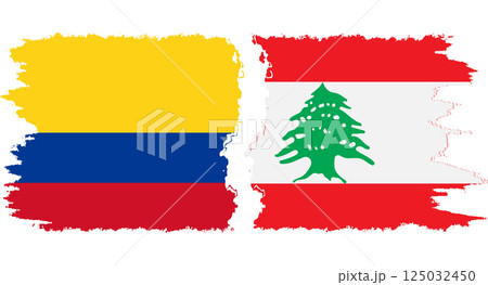 Lebanon and Colombia grunge flags connection vector 125032450