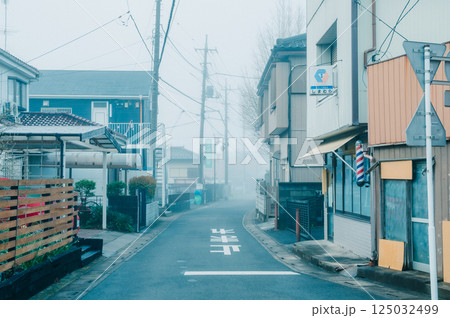 朝霧の街並み　幸手市 125032499