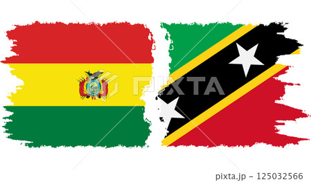 Saint Kitts and Nevis and Bolivia grunge flags connection vector Saint Kitts and Nevis and Bolivia grunge flags connection vector 125032566