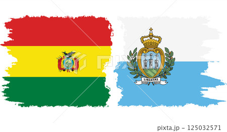 San Marino and Bolivia grunge flags connection vector San Marino and Bolivia grunge flags connection vector 125032571