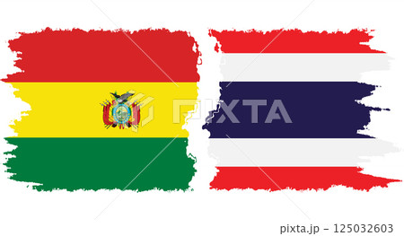Thailand and Bolivia grunge flags connection vector 125032603