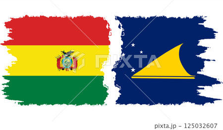 Tokelau and Bolivia grunge flags connection vector 125032607