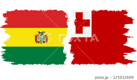 Tonga and Bolivia grunge flags connection vector Tonga and Bolivia grunge flags connection vector 125032609